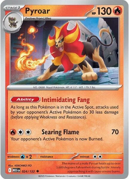 Pyroar #024/132 Pokémon card from Mega Evolution