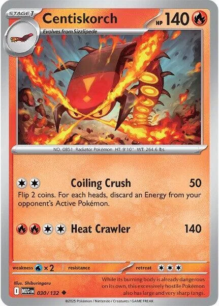 Centiskorch #030/132 Pokémon card from Mega Evolution