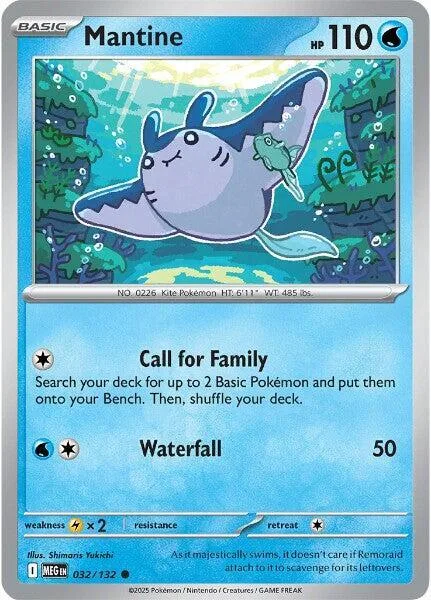 Mantine #032/132 Pokémon card from Mega Evolution