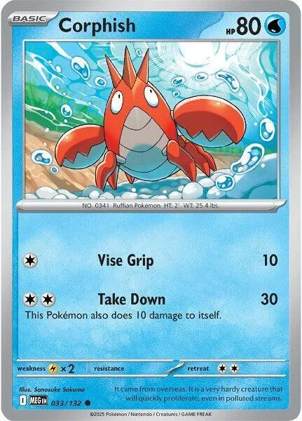 Corphish #033/132 Pokémon card from Mega Evolution
