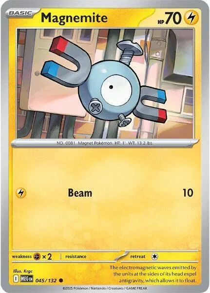 Magnemite #045/132 Pokémon card from Mega Evolution