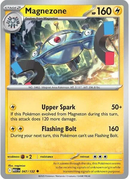 Magnezone #047/132 Reverse Holofoil Pokémon card from Mega Evolution