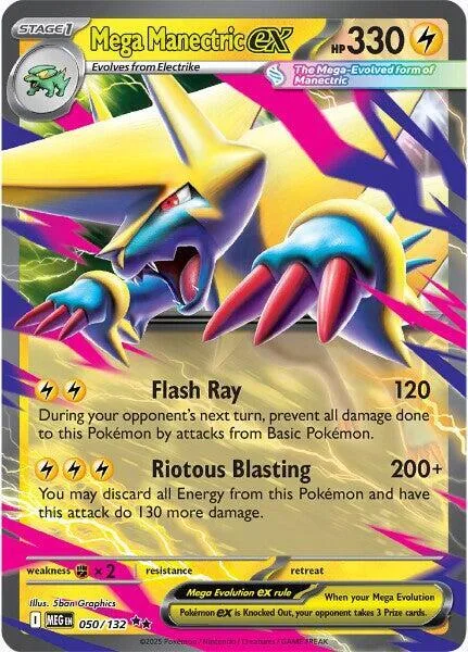 Mega Manectric ex #050/132 Holofoil Pokémon card from Mega Evolution