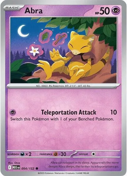 Abra #054/132 Pokémon card from Mega Evolution