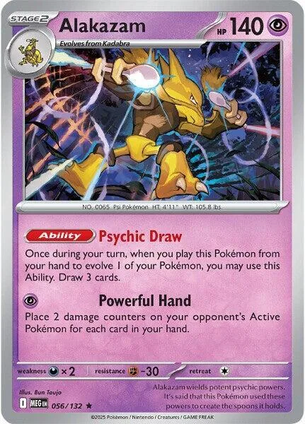 Alakazam #056/132 Holofoil Pokémon card from Mega Evolution