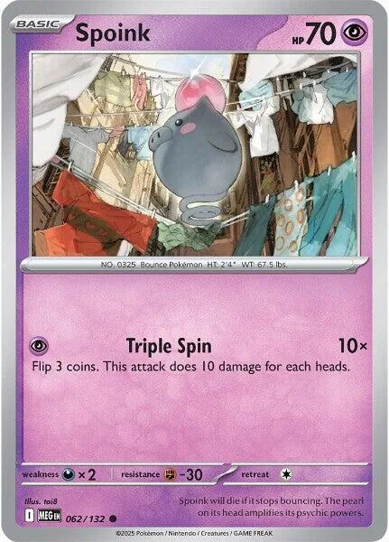 Spoink #062/132 Pokémon card from Mega Evolution