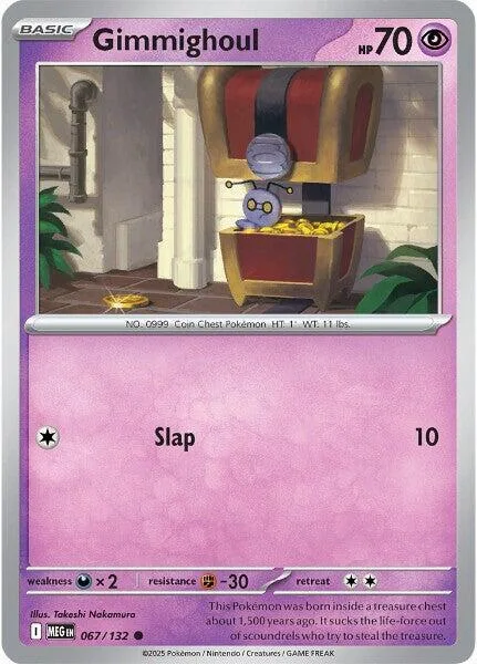Gimmighoul #067/132 Pokémon card from Mega Evolution