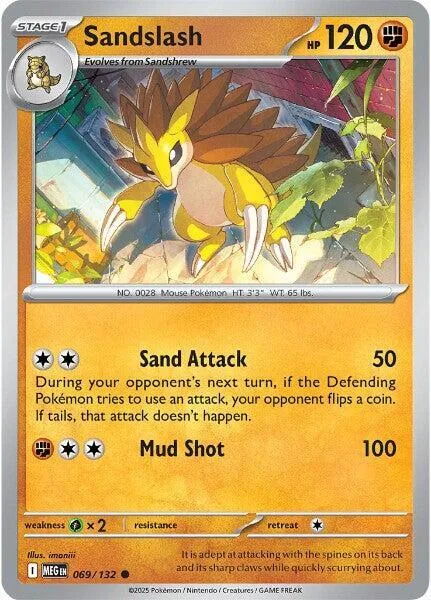 Sandslash #069/132 Pokémon card from Mega Evolution