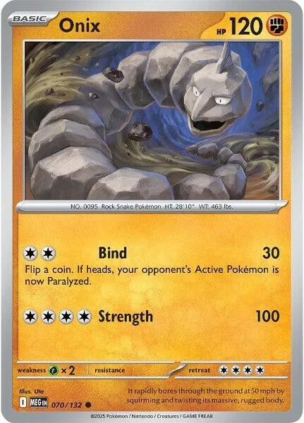 Onix #070/132 Pokémon card from Mega Evolution