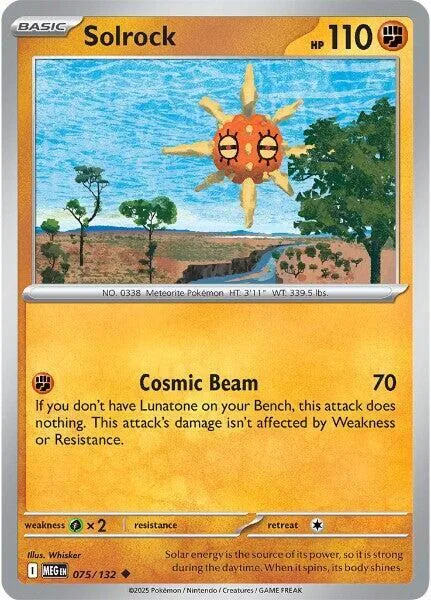 Solrock #075/132 Reverse Holofoil Pokémon card from Mega Evolution