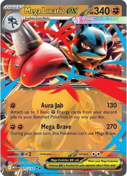 Mega Lucario ex #077/132 Holofoil Pokémon card from Mega Evolution