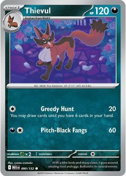 Thievul #090/132 Pokémon card from Mega Evolution