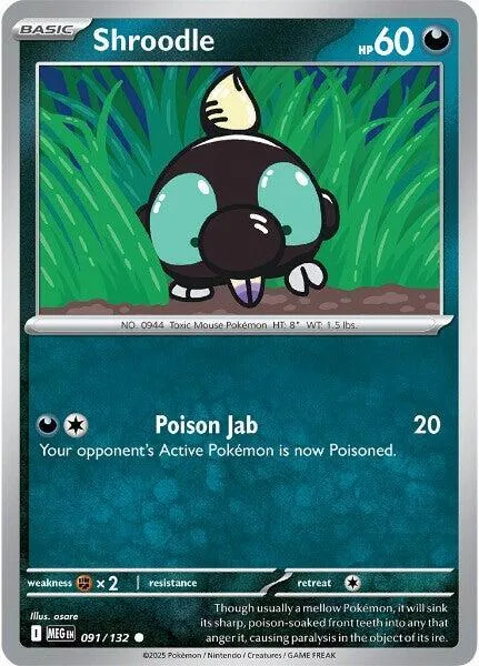Shroodle #091/132 Pokémon card from Mega Evolution