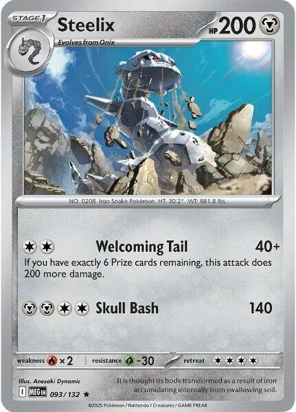 Steelix #093/132 Reverse Holofoil Pokémon card from Mega Evolution