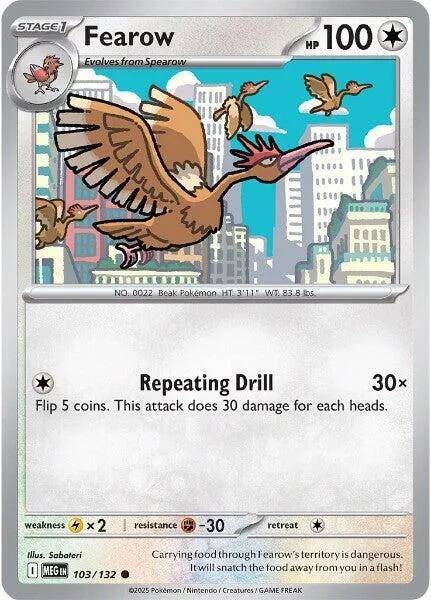 Fearow #103/132 Pokémon card from Mega Evolution