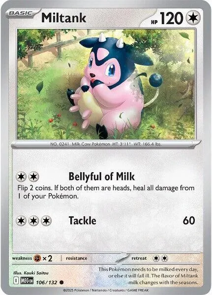 Miltank #106/132 Pokémon card from Mega Evolution