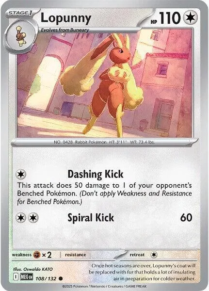 Lopunny #108/132 Pokémon card from Mega Evolution