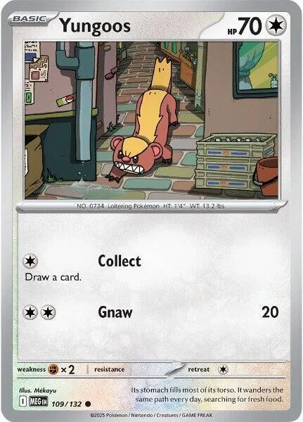Yungoos #109/132 Pokémon card from Mega Evolution