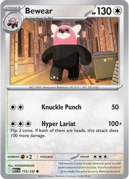 Bewear #112/132 Pokémon card from Mega Evolution