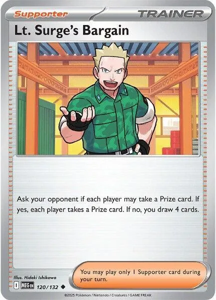 Lt. Surge's Bargain #120/132 Pokémon card from Mega Evolution