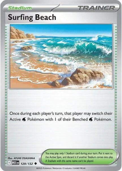 Surfing Beach #129/132 Pokémon card from Mega Evolution