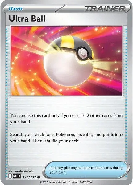 Ultra Ball #131/132 Reverse Holofoil Pokémon card from Mega Evolution