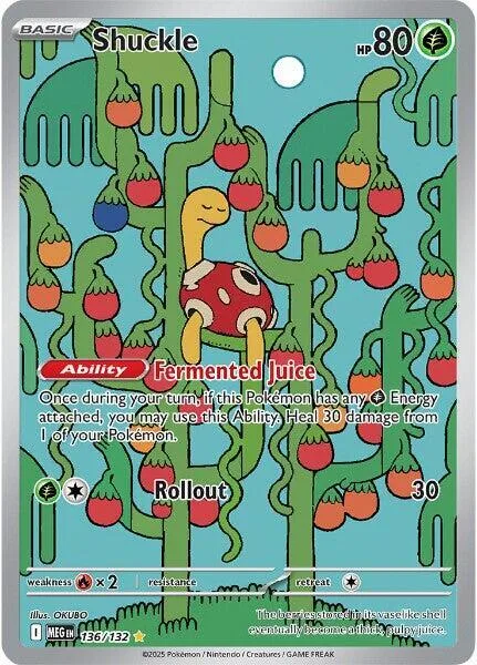 Shuckle #136/132 Holofoil Pokémon card from Mega Evolution