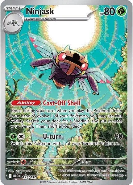 Ninjask #137/132 Holofoil Pokémon card from Mega Evolution