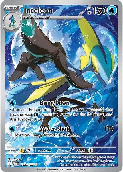 Inteleon #142/132 Holofoil Pokémon card from Mega Evolution