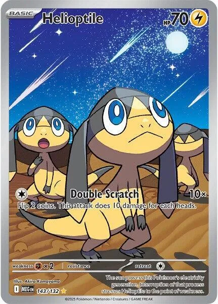 Helioptile #143/132 Holofoil Pokémon card from Mega Evolution