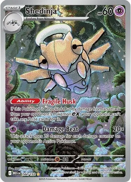 Shedinja #144/132 Holofoil Pokémon card from Mega Evolution