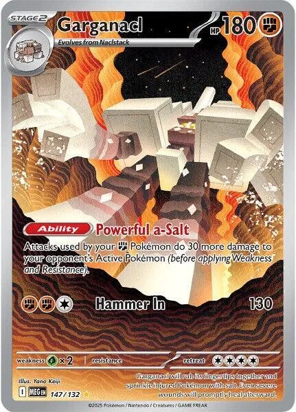 Garganacl #147/132 Holofoil Pokémon card from Mega Evolution