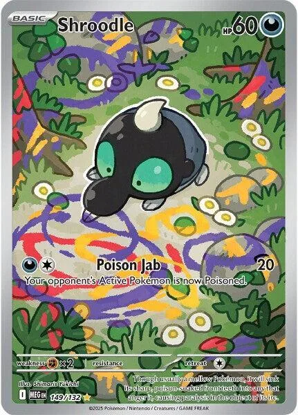 Shroodle #149/132 Holofoil Pokémon card from Mega Evolution