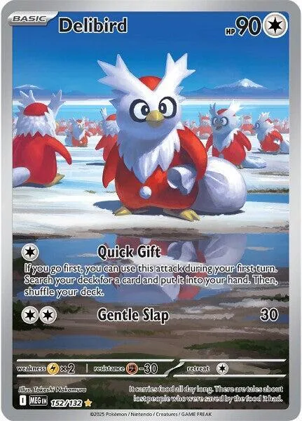 Delibird #152/132 Holofoil Pokémon card from Mega Evolution