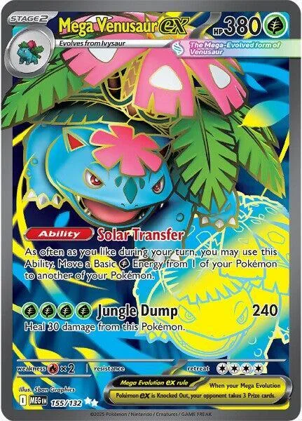 Mega Venusaur ex #155/132 Holofoil Pokémon card from Mega Evolution