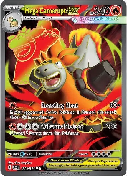 Mega Camerupt ex #156/132 Holofoil Pokémon card from Mega Evolution