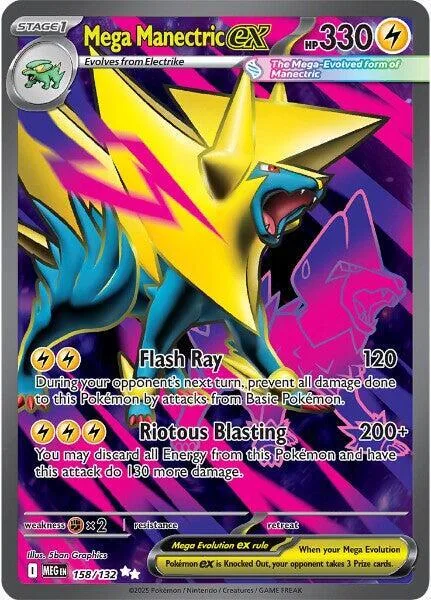 Mega Manectric ex #158/132 Holofoil Pokémon card from Mega Evolution