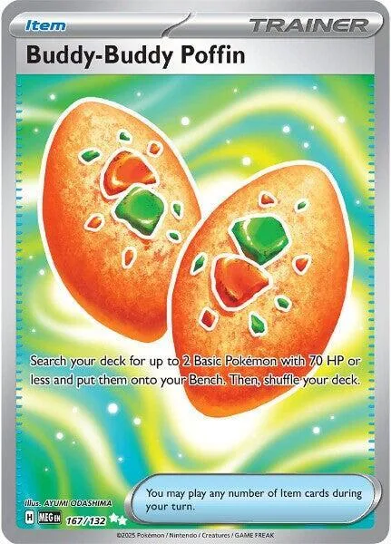 Buddy-Buddy Poffin #167/132 Holofoil Pokémon card from Mega Evolution