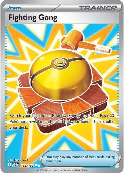 Fighting Gong #168/132 Holofoil Pokémon card from Mega Evolution