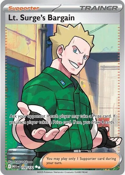 Lt. Surge's Bargain #170/132 Holofoil Pokémon card from Mega Evolution