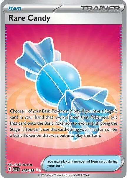 Rare Candy #175/132 Holofoil Pokémon card from Mega Evolution