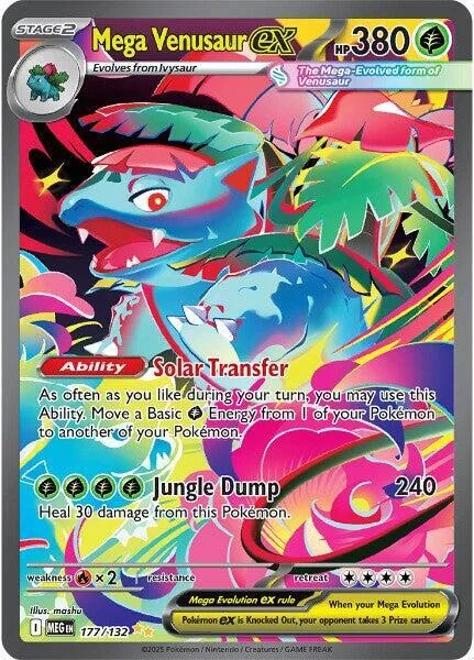 Mega Venusaur ex #177/132 Holofoil Pokémon card from Mega Evolution