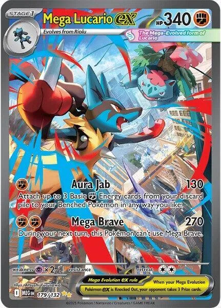 Mega Lucario ex #179/132 Holofoil Pokémon card from Mega Evolution