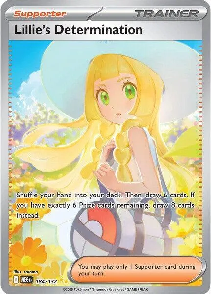 Lillie's Determination #184/132 Holofoil Pokémon card from Mega Evolution