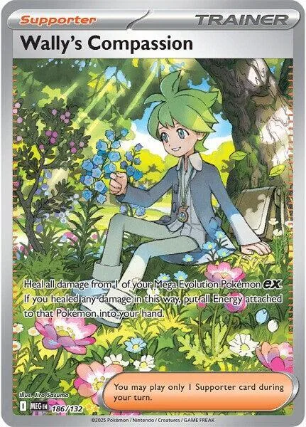 Wally's Compassion #186/132 Holofoil Pokémon card from Mega Evolution
