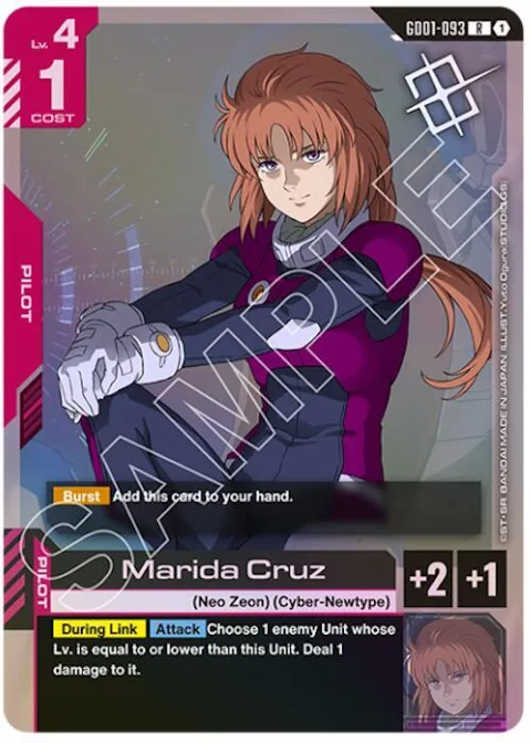 Marida Cruz Judge Pack 01 GD01-093 Gundam card from Gundam Promotional Cards