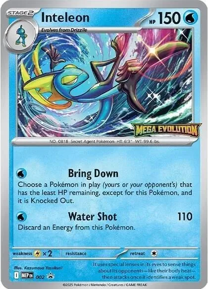 Inteleon #002 Pokémon card from Mega Evolution Promo