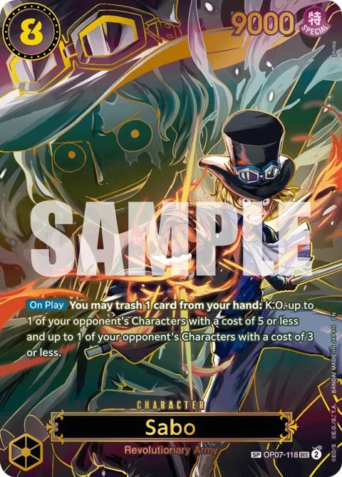Sabo SP OP07-118 One Piece card from Carrying On His Will