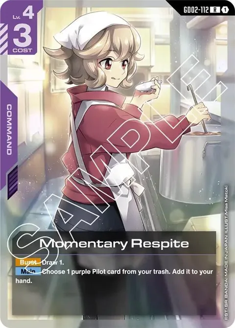 Momentary Respite GD02-112 Gundam card from Dual Impact