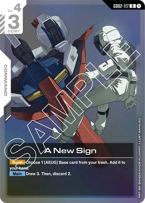 A New Sign GD02-117 Gundam card from Dual Impact